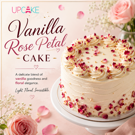 Vanilla, Rose, Petals, Cream, Cake, UpCake