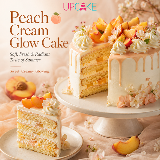 Peach, Cream, UpCake, Sweet, Cake