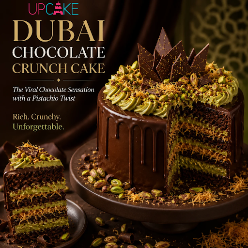 dubai, chocolate, pistachio, cake, UpCake